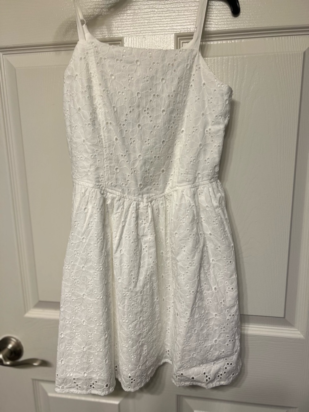 art class White Eyelet Dress with Spaghetti Straps